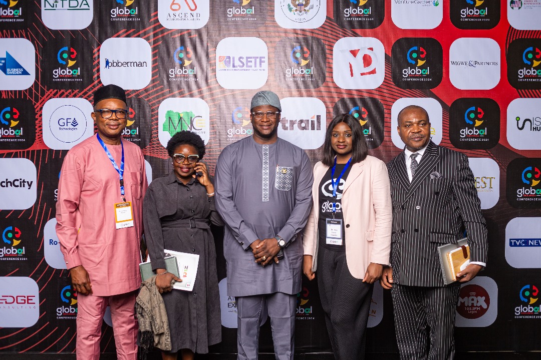 L-R: Dr Aristotle Onumo, Director, Corporate Planning and Strategy, NITDA; Honorable Akinyemi Ajigbotafe, Honorable Commissioner, Ministry of Wealth Creation and Employment, Lagos State; Dr Inya Lawal, Convener, Global Tech Africa Conference