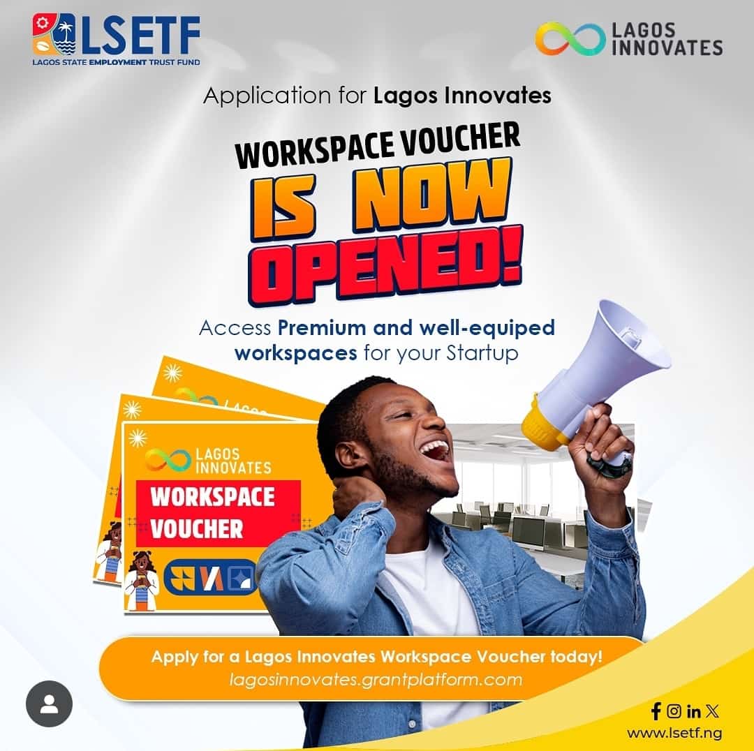 Apply for Lagos Innovates free Workspace Voucher to boost your tech startup journey 