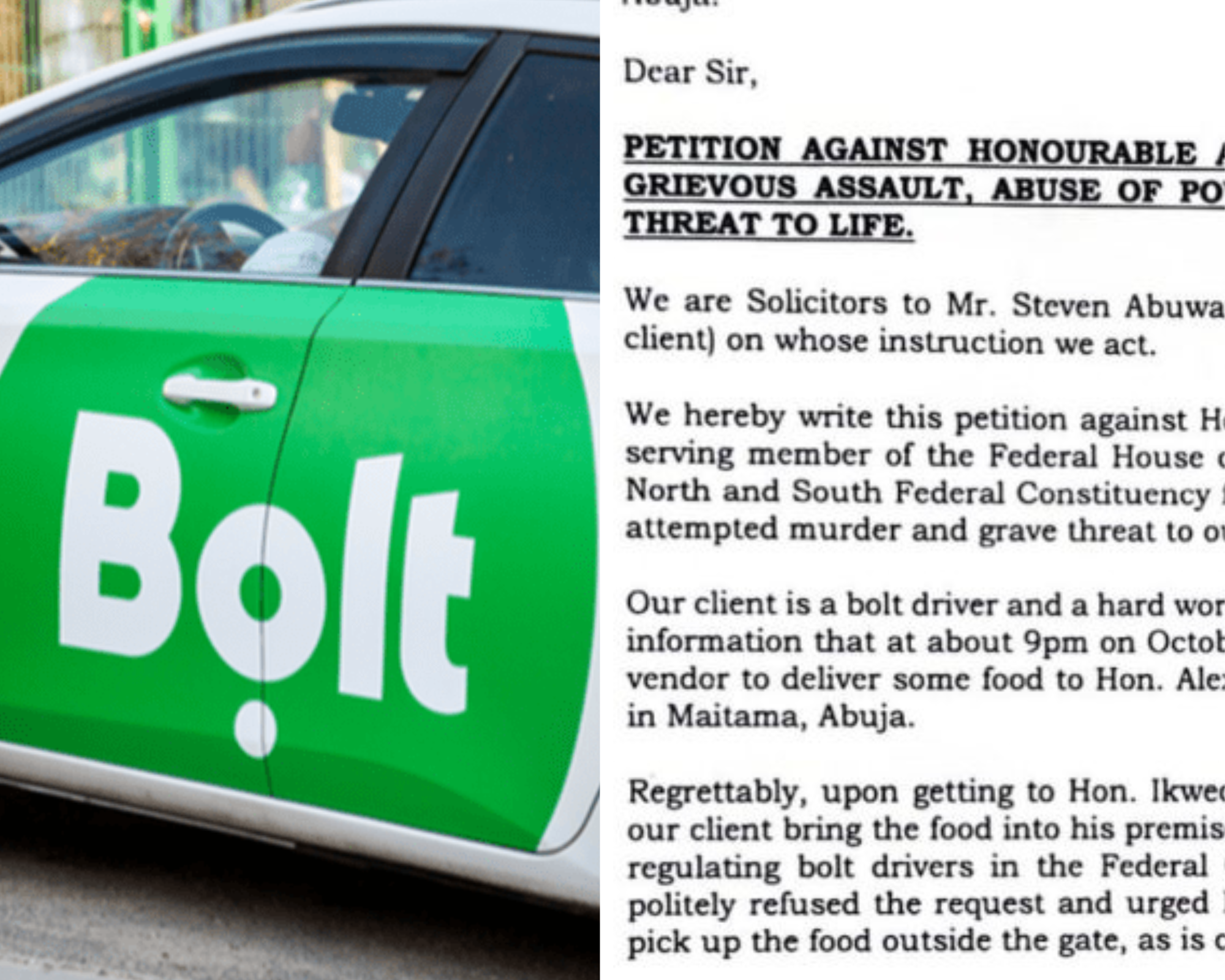 Bolt driver files petitions against Nigerian lawmaker for assault, threat of “disappearing”