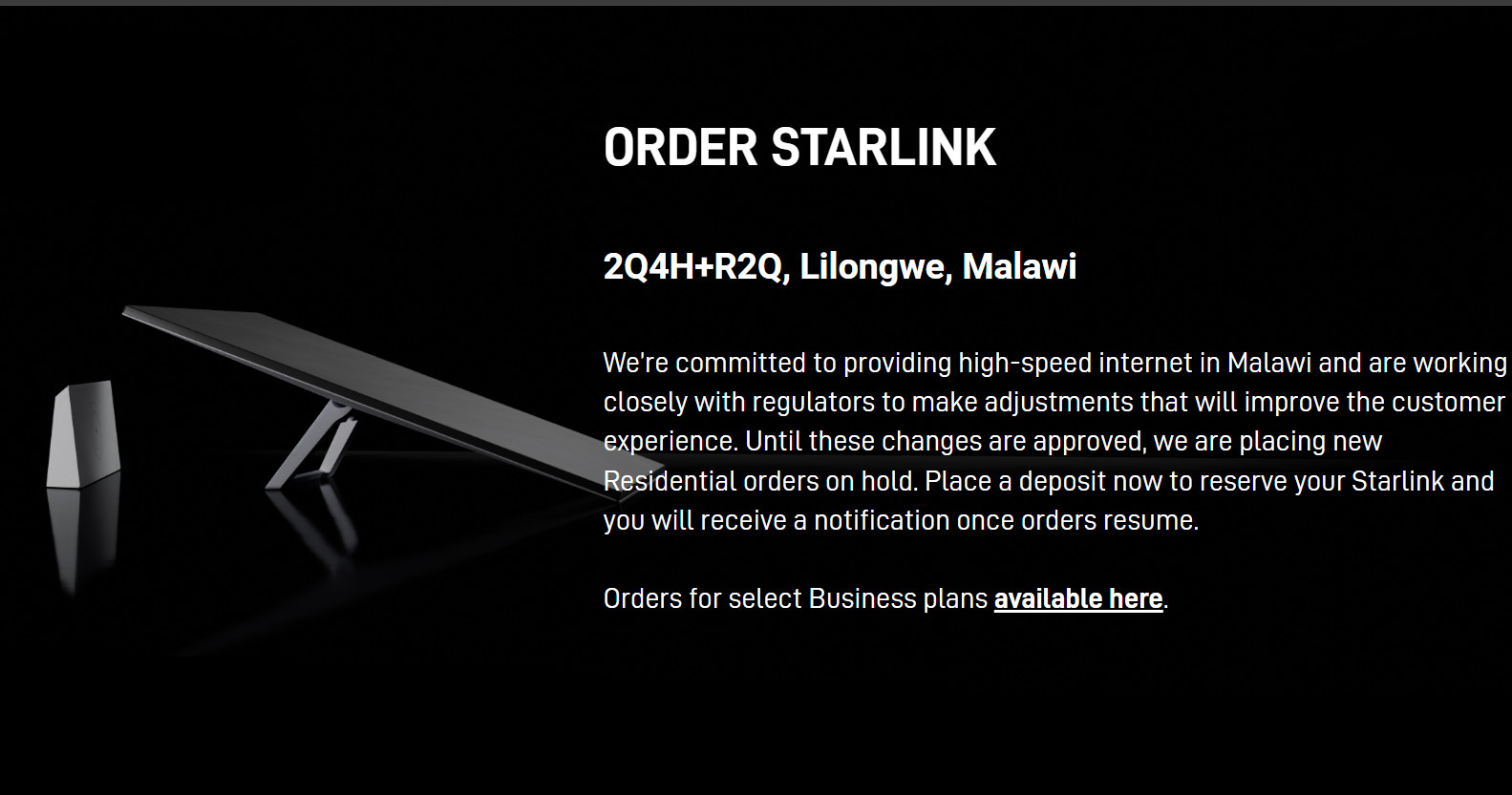 Starlink suspends new kit sales in Malawi